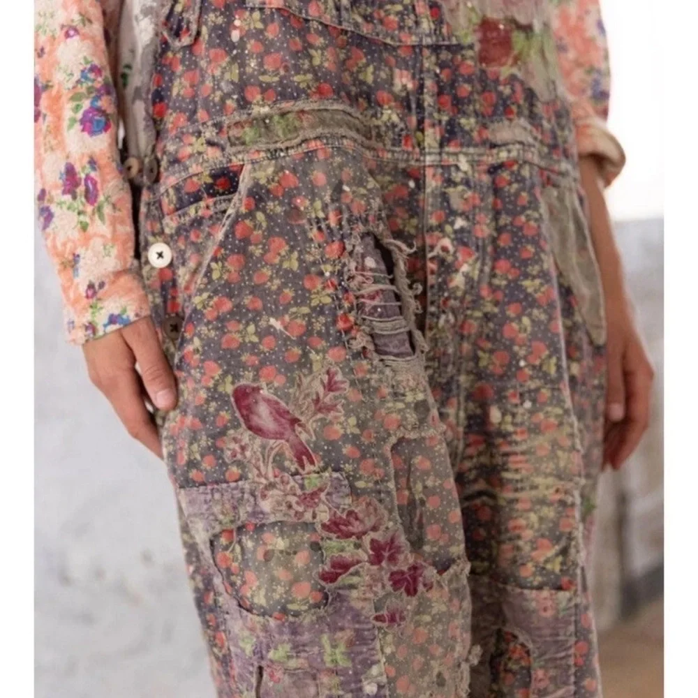 Magnolia Pearl Vintage Benjamin wide leg Floral Overalls (item C004) - Picture 2 of 7